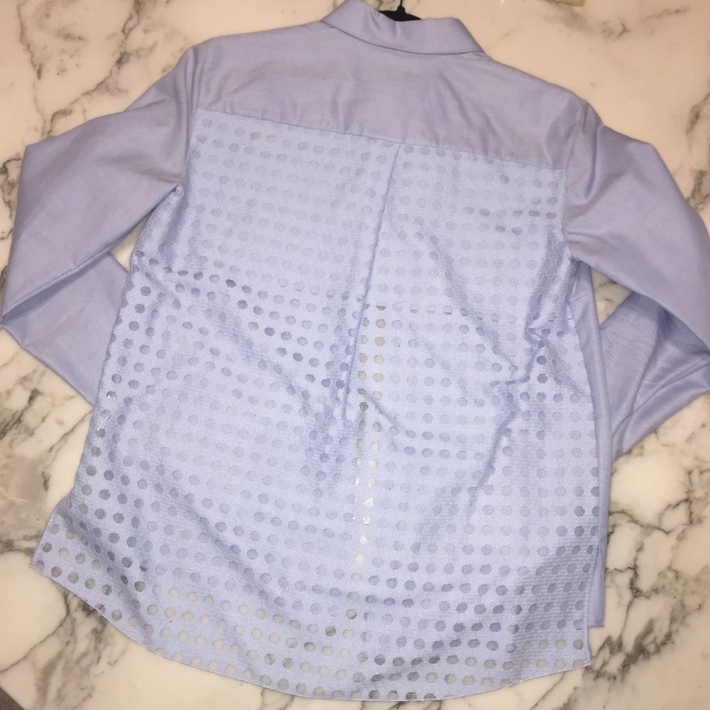 Akris Punto Periwinkle Blue Sheer Dot Back Shirt